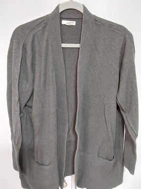 Sonoma Charcoal Ribbed Open-Front Cardigan
